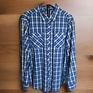 Rocawear Men’s 2XL Long Sleeve Plaid Collared Casual Dress Shirt Big Tall Blue